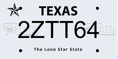 2ZTT64 Texas License Plate
