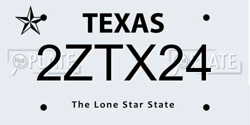 2ZTX24 Texas License Plate