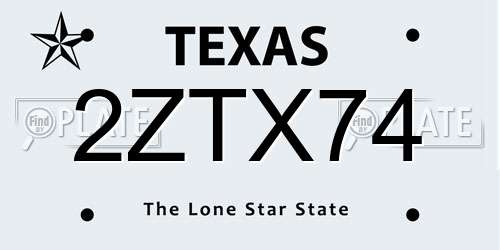 2ZTX74 Texas License Plate