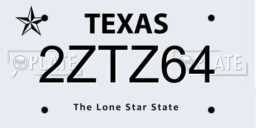 2ZTZ64 Texas License Plate
