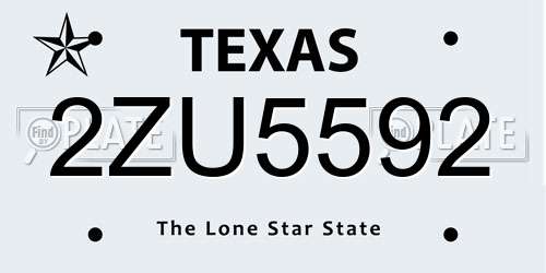 2ZU5592 Texas License Plate