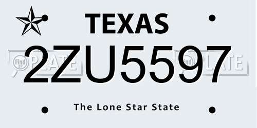 2ZU5597 Texas License Plate