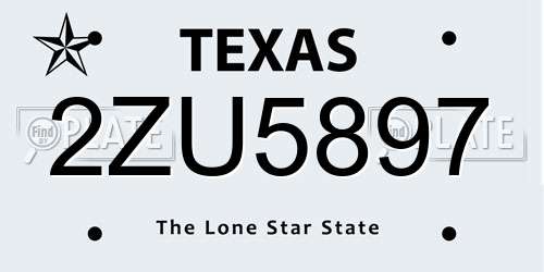 2ZU5897 Texas License Plate