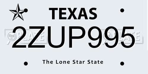 2ZUP995 Texas License Plate