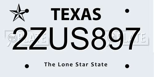 2ZUS897 Texas License Plate
