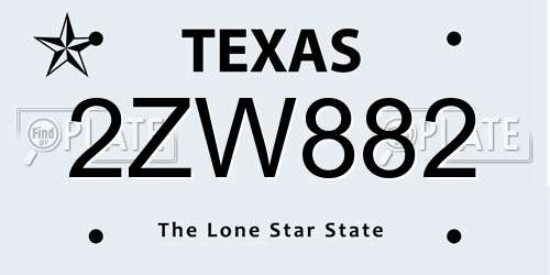 2ZW882 Texas License Plate