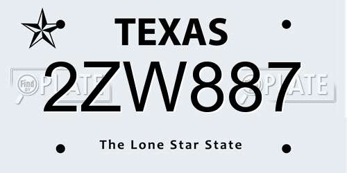 2ZW887 Texas License Plate