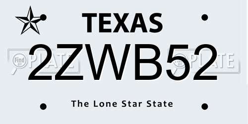 2ZWB52 Texas License Plate