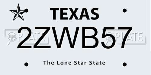2ZWB57 Texas License Plate