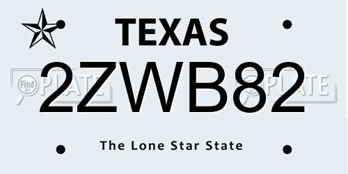 2ZWB82 Texas License Plate