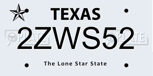 2ZWS52 Texas License Plate