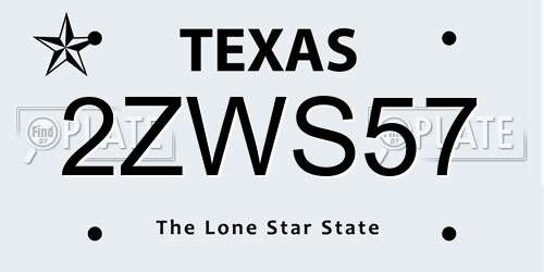 2ZWS57 Texas License Plate