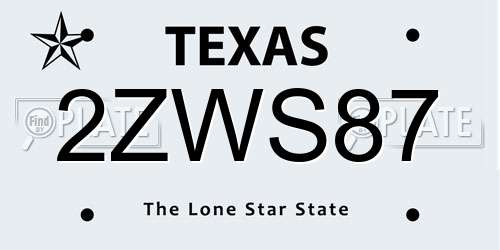 2ZWS87 Texas License Plate