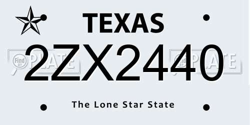 2ZX2440 Texas License Plate