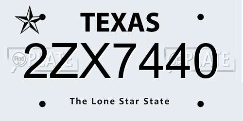 2ZX7440 Texas License Plate