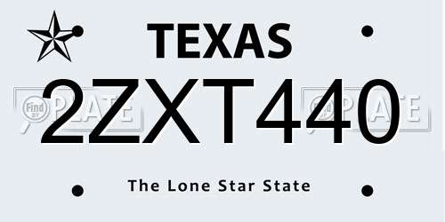2ZXT440 Texas License Plate