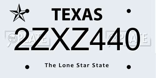 2ZXZ440 Texas License Plate