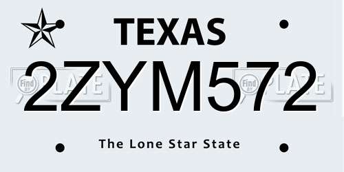 2ZYM572 Texas License Plate