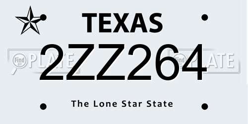 2ZZ264 Texas License Plate