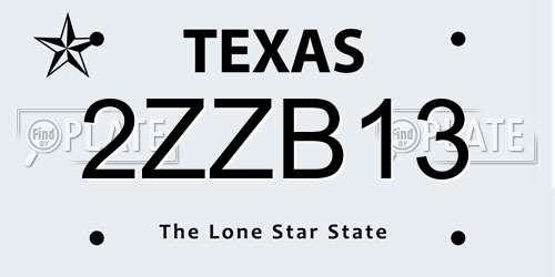 2ZZB13 Texas License Plate