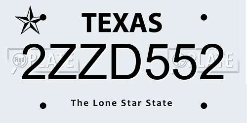 2ZZD552 Texas License Plate