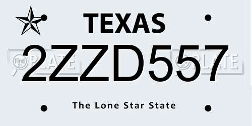 2ZZD557 Texas License Plate