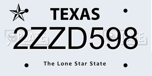 2ZZD598 Texas License Plate