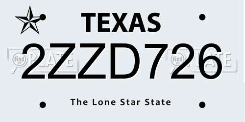 2ZZD726 Texas License Plate