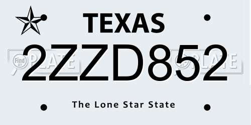 2ZZD852 Texas License Plate