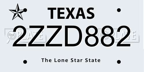 2ZZD882 Texas License Plate
