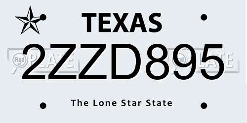 2ZZD895 Texas License Plate