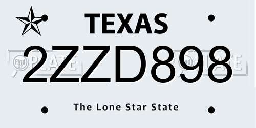 2ZZD898 Texas License Plate