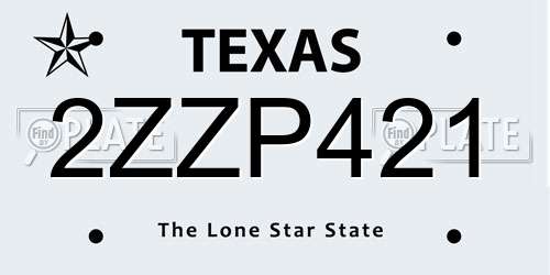 2ZZP421 Texas License Plate