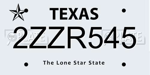 2ZZR545 Texas License Plate