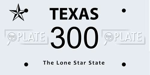 300 Texas License Plate