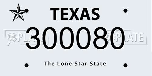 300080 Texas License Plate