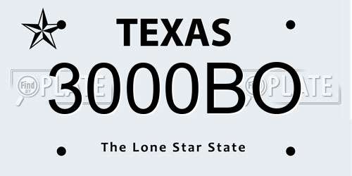 3000BO Texas License Plate