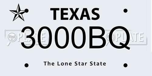 3000BQ Texas License Plate