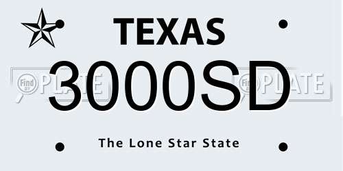 3000SD Texas License Plate