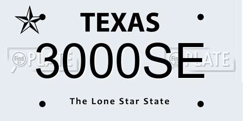 3000SE Texas License Plate