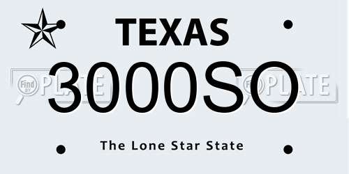 3000SO Texas License Plate