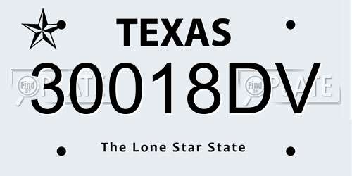 30018DV Texas License Plate