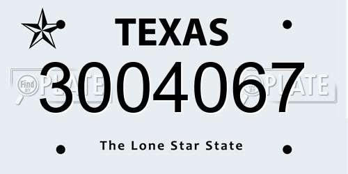 3004067 Texas License Plate