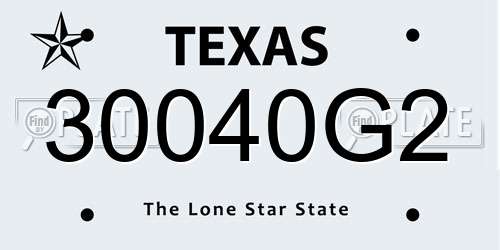 30040G2 Texas License Plate