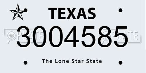 3004585 Texas License Plate