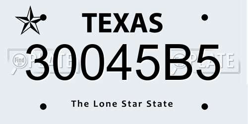 30045B5 Texas License Plate