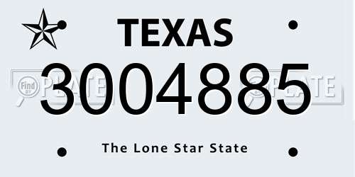 3004885 Texas License Plate