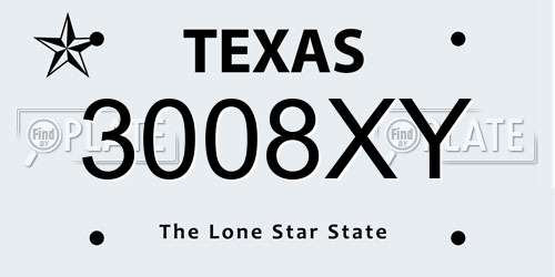 3008XY Texas License Plate