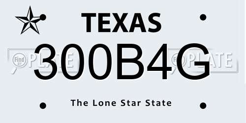 300B4G Texas License Plate