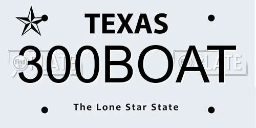 300BOAT Texas License Plate